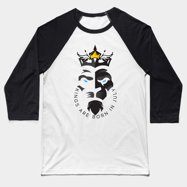 Kings Are Born In July Birthday Baseball T-Shirt by Yonfline